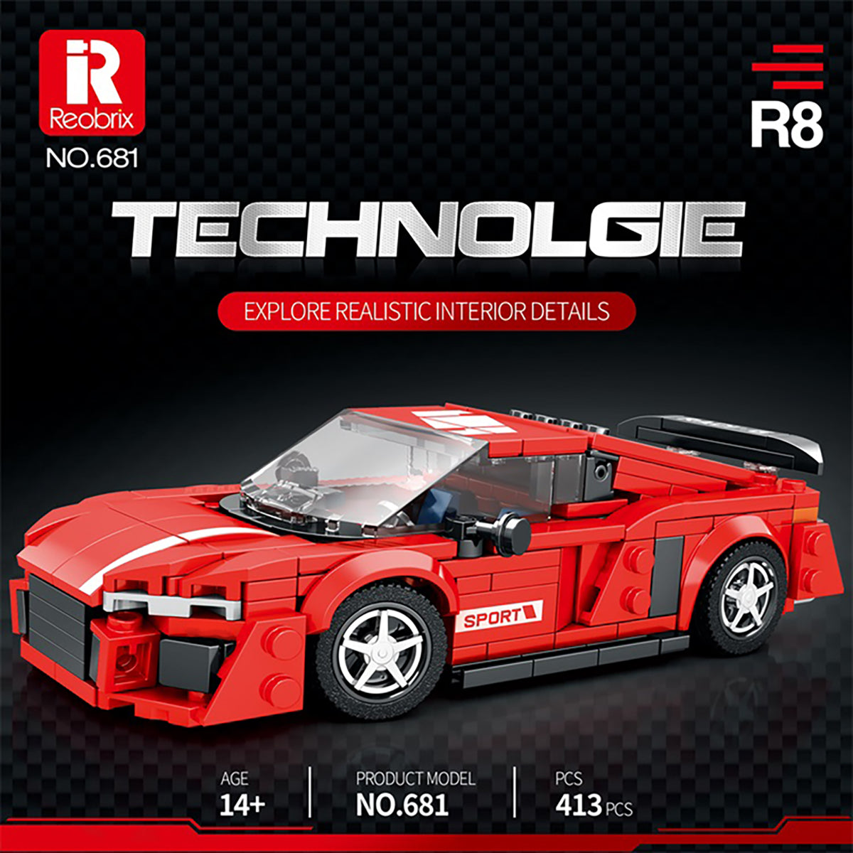 Reobrix 681 Supersportwagen 1:24 Klemmbaustein Auto 373 Teile ab 14