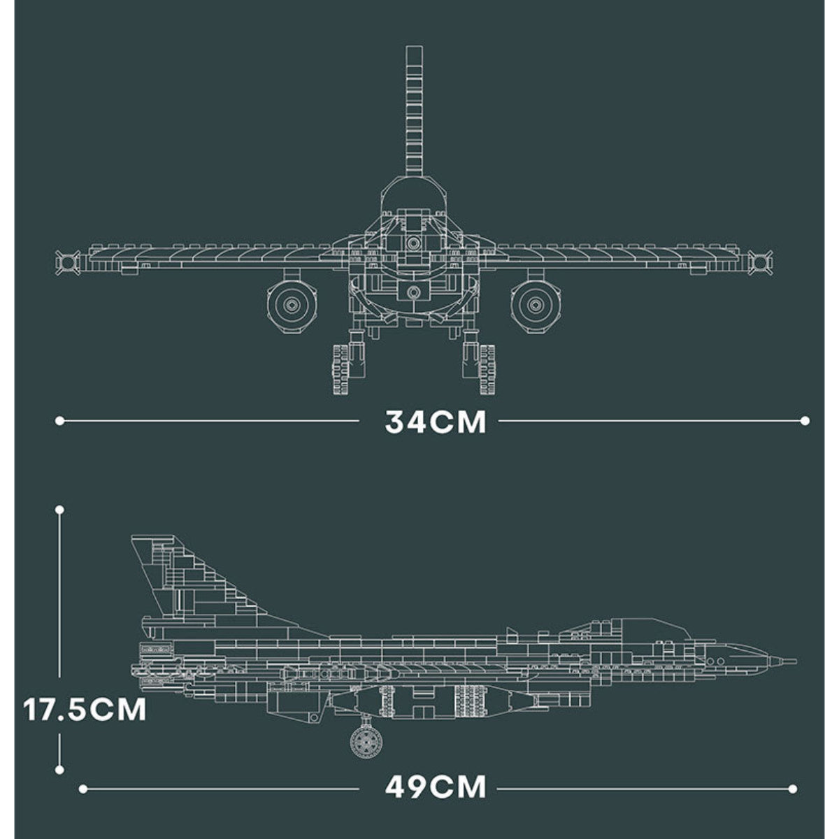 Reobrix 33027 Kampfjet Klemmbaustein 1427 Teile 49 cm ab 14