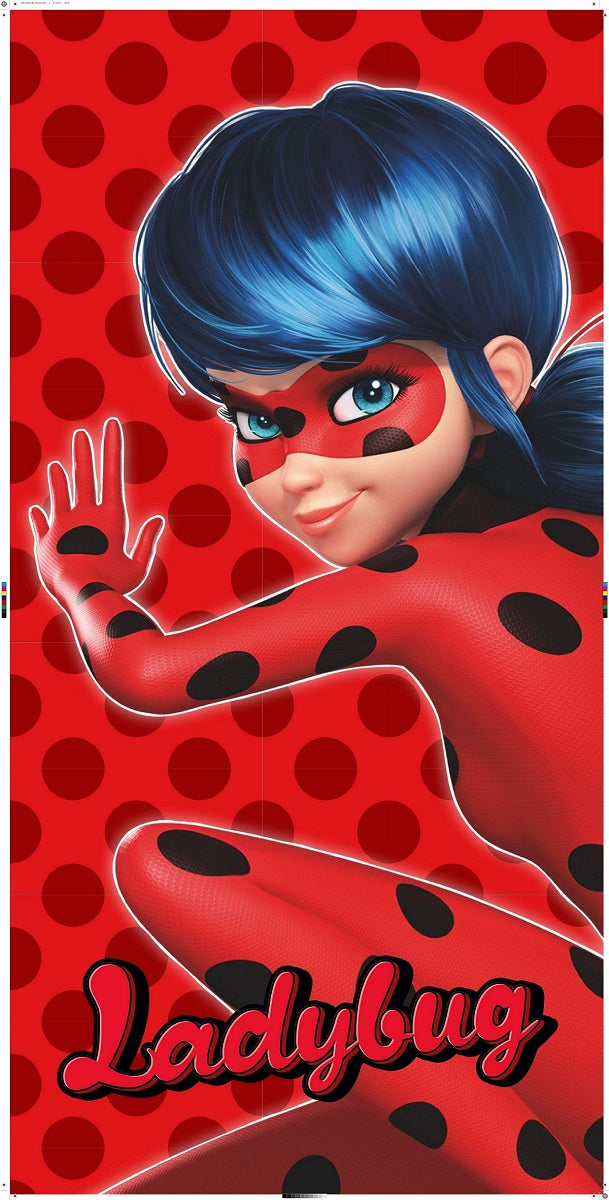 Miraculous Ladybug Baumwolle Strandtuch Frottee Badetuch mit Premium Druck, 70x140 cm