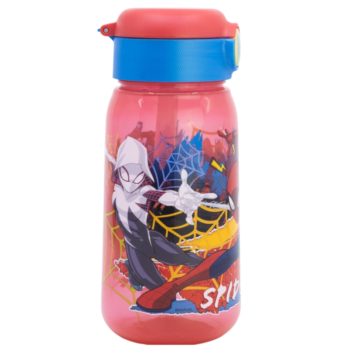 Spiderman Trinkflasche 510ml Auslaufsicher Kinderflasche mit Trinkhalm