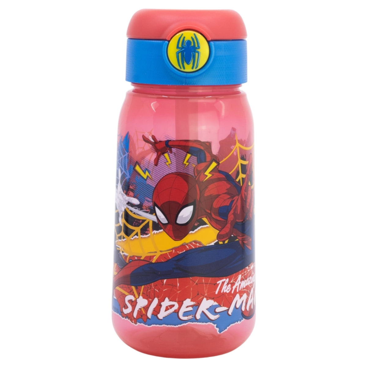 Spiderman Trinkflasche 510ml Auslaufsicher Kinderflasche mit Trinkhalm