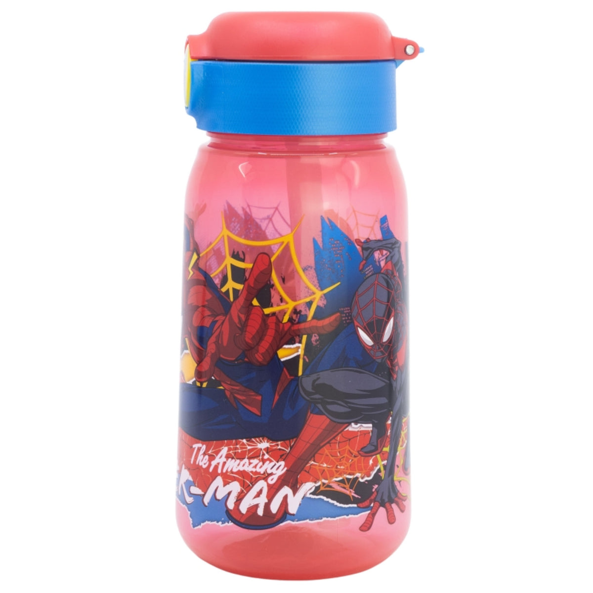 Spiderman Trinkflasche 510ml Auslaufsicher Kinderflasche mit Trinkhalm