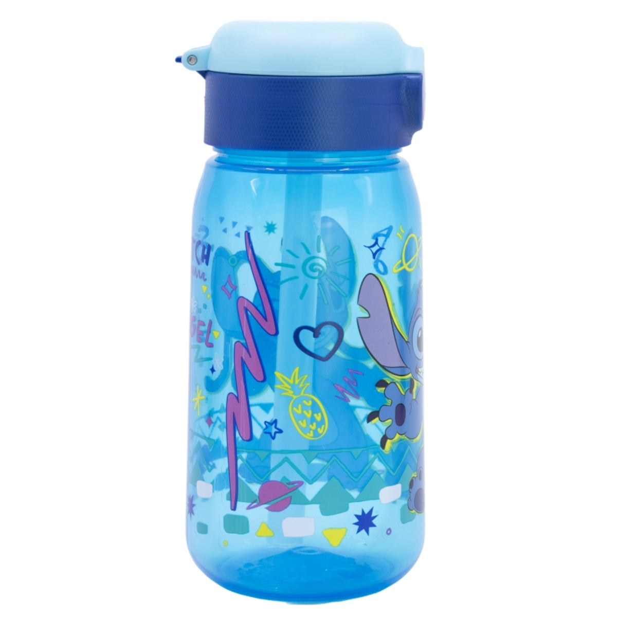 Lilo & Stitch Trinkflasche 510ml Kinderflasche mit Trinkhalm & Druckverschluss