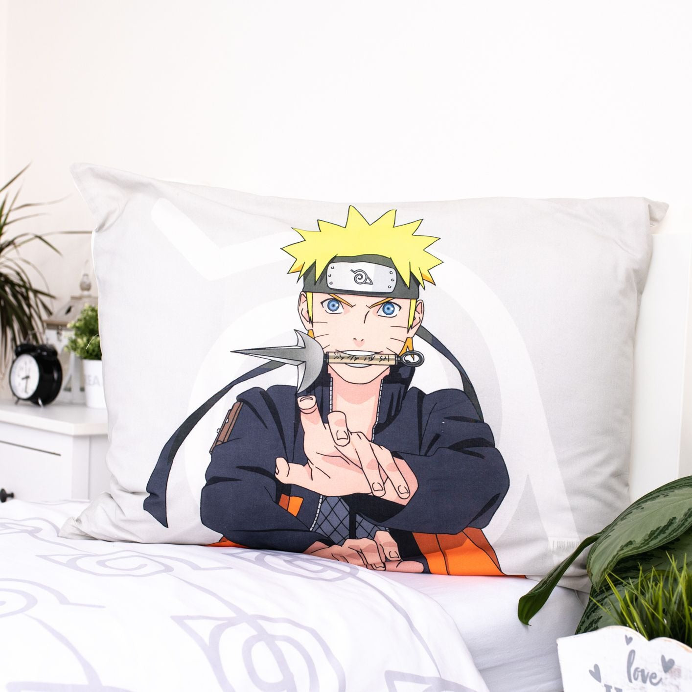 Naruto Baumwoll-Bettwäsche 140x200 cm Deckenbezug + 70x90 cm Kissenbezug mit Reißverschluss