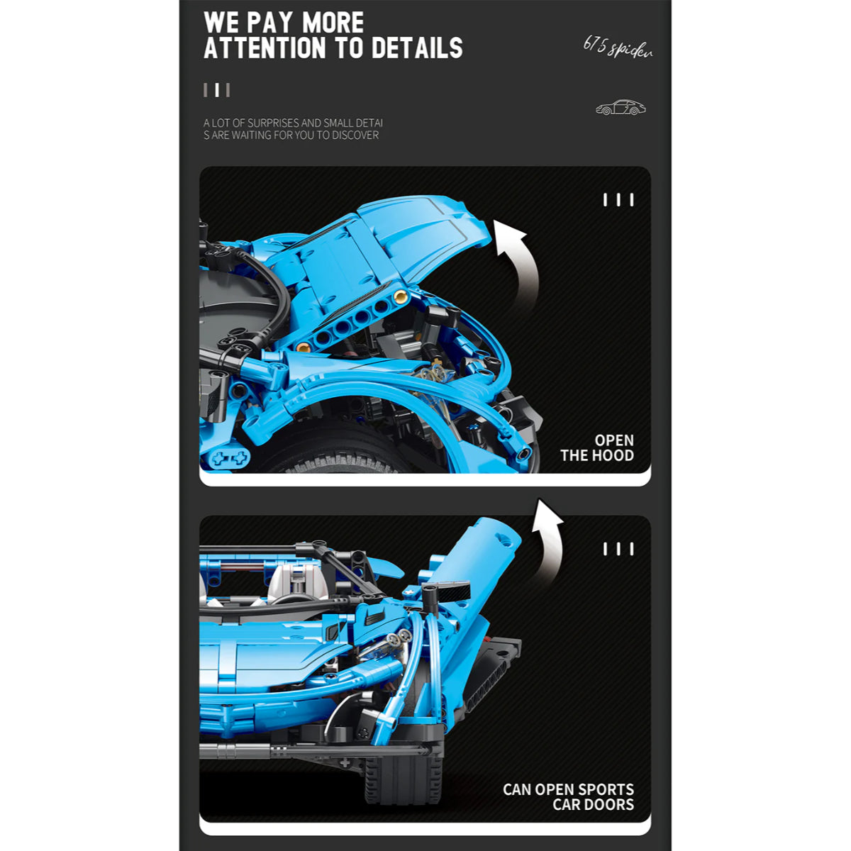Reobrix 11003-D Sportwagen Cabrio Klemmbaustein Modell RC 1886 Teile ab 14