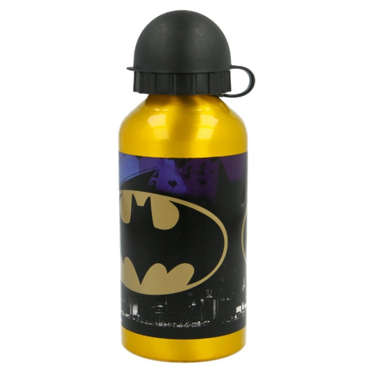 Batman Aluminium Trinkflasche 400 ml – Kinderflasche mit Sicherheitsverschluss und Batman-Symbol