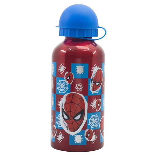 Spiderman Aluminium Trinkflasche Wasserflasche – 400 ml mit praktischem Trinkverschluss für Kinder