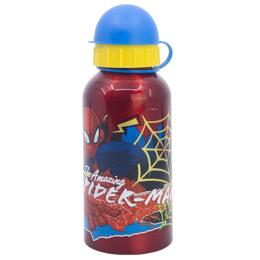 Spiderman Trinkflasche Aluminium, 400 ml, mit Sicherheitsverschluss