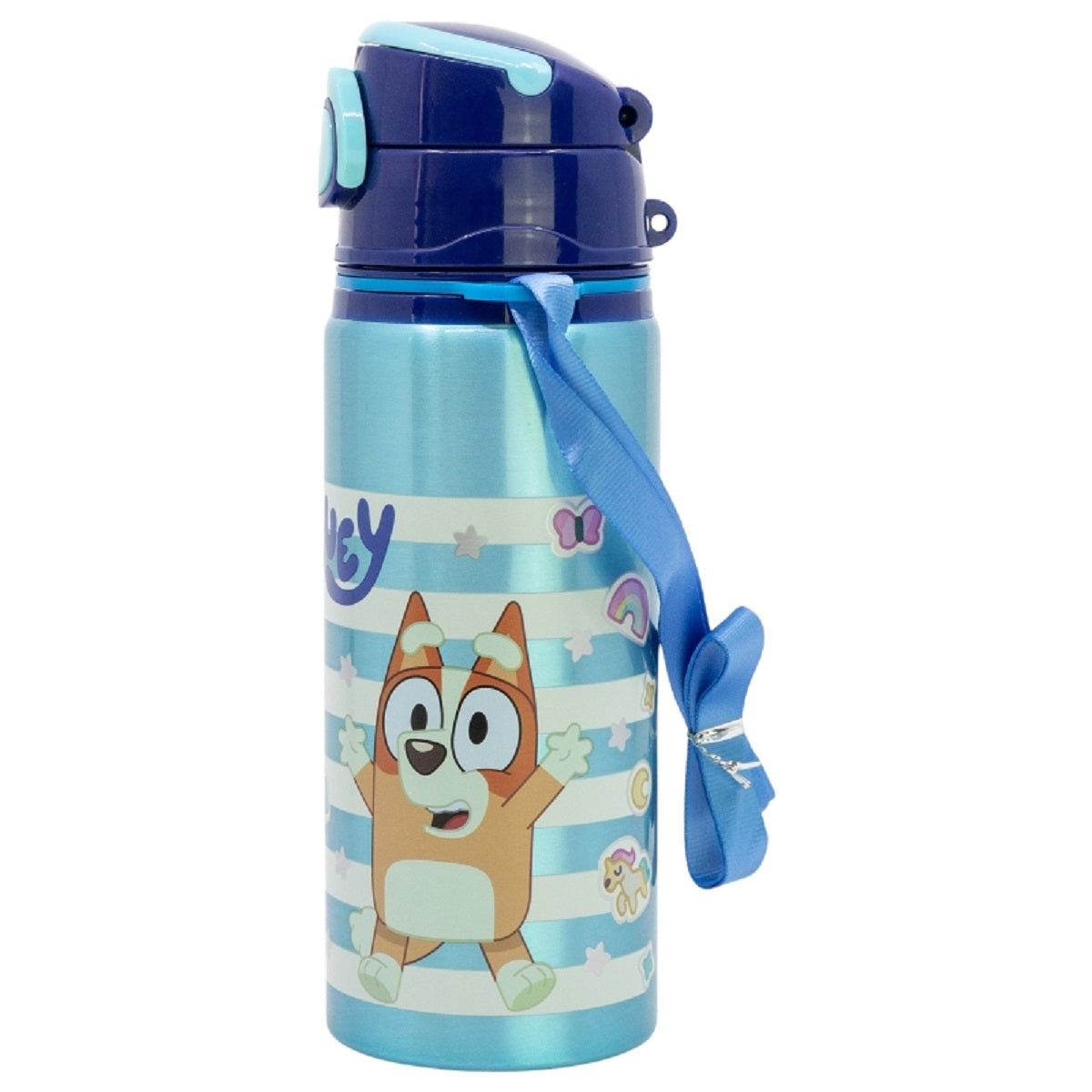 Bluey Aluminium Trinkflasche 730 ml mit Strohhalm & Tragegurt