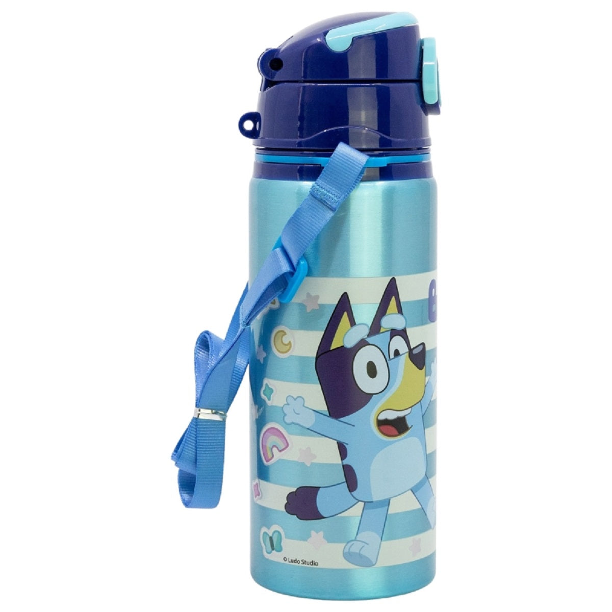 Bluey Aluminium Trinkflasche 730 ml mit Strohhalm & Tragegurt