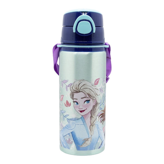 Disney Frozen Aluminium Trinkflasche 730 ml mit Strohhalm & Tragegurt