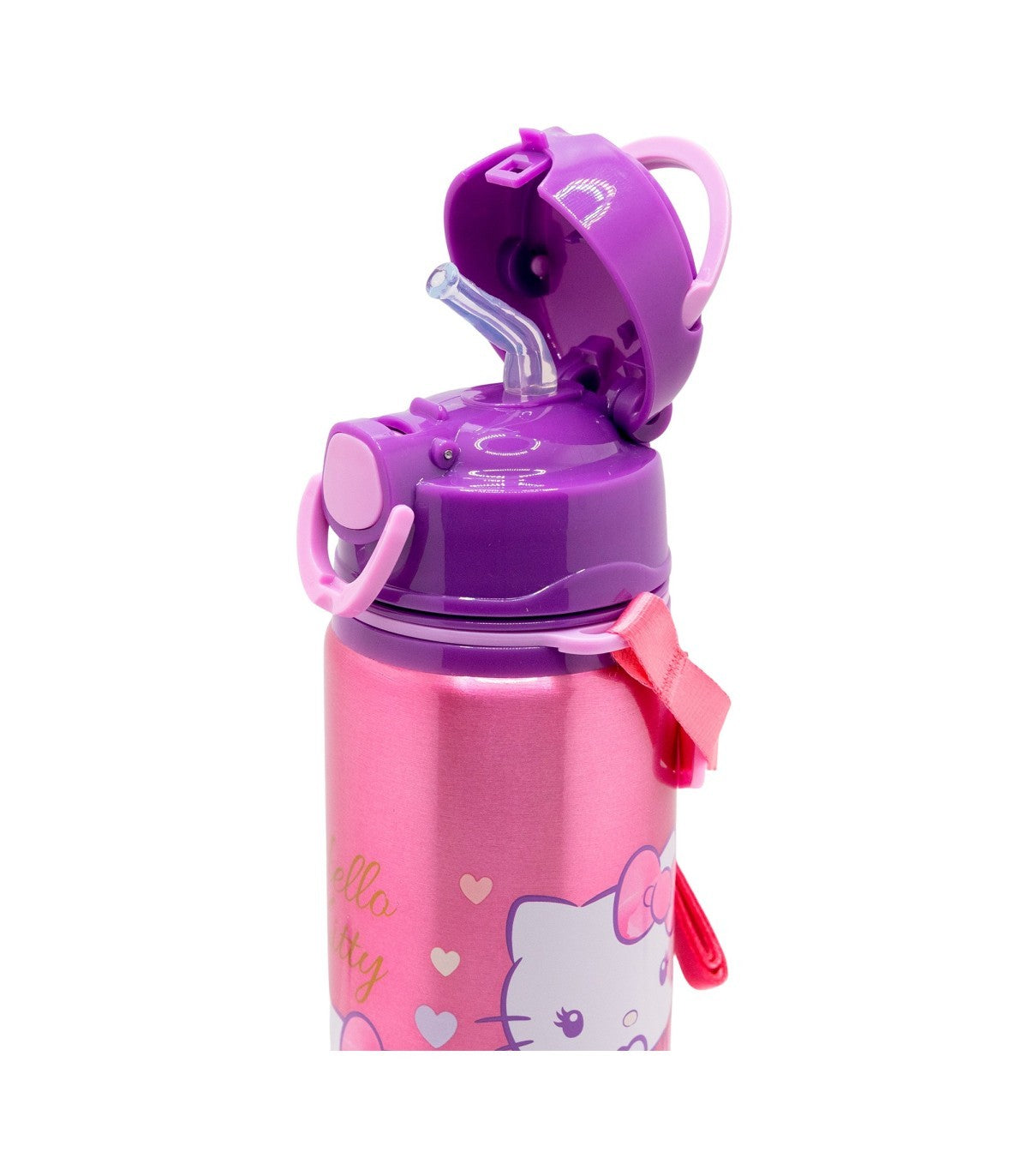 Hello Kitty Kinder Wasserflasche 730 ml mit Druckknopfdeckel und Trageriemen