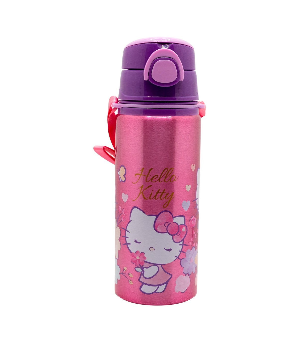 Hello Kitty Kinder Wasserflasche 730 ml mit Druckknopfdeckel und Trageriemen