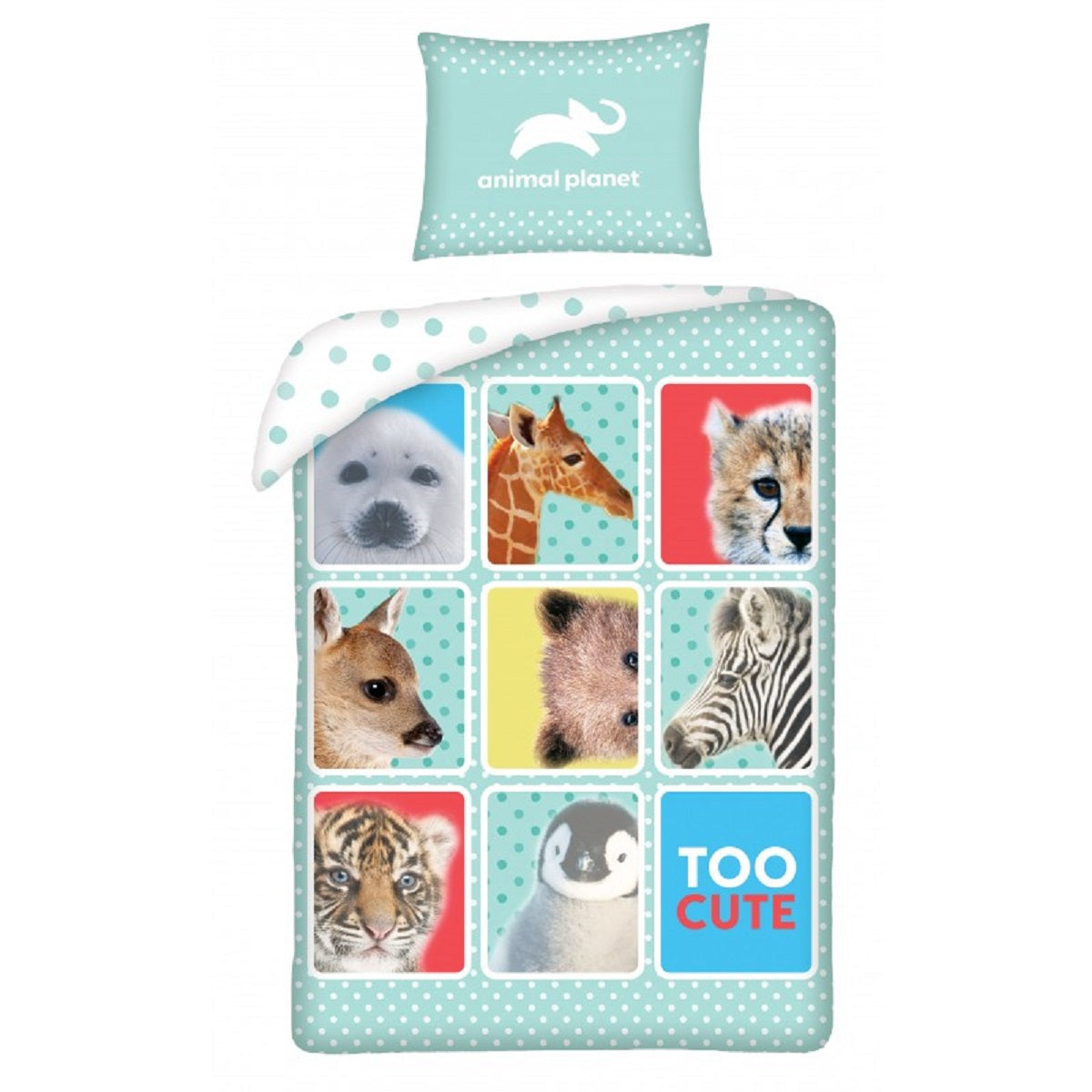 Animal Planet Bettwäsche Set aus Baumwolle Bettdeckenbezug 140 × 200 cm mit 70 × 90 cm Kissenbezug