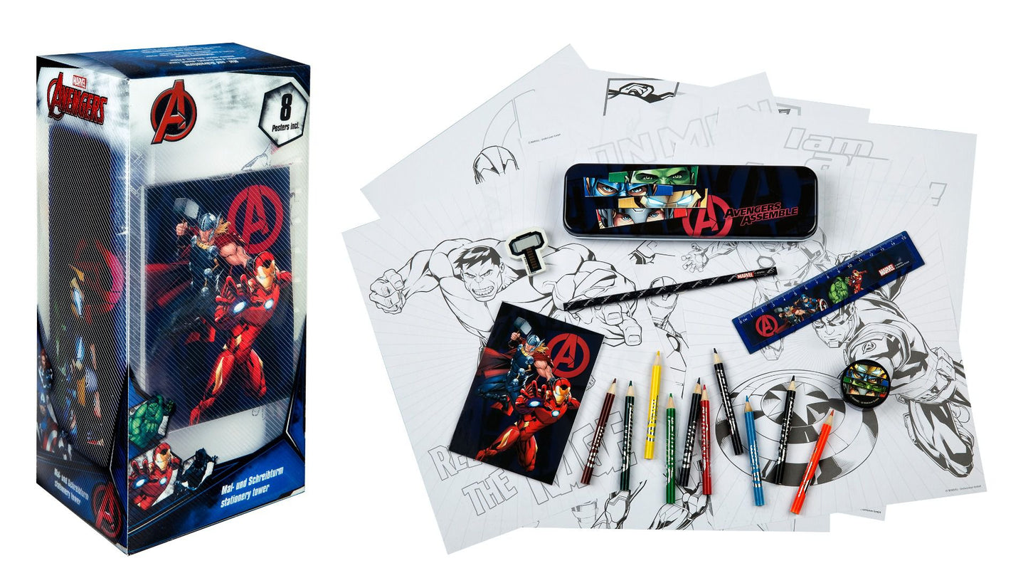 Avengers Mal- und Schreibturm 25-teilig mit Heldenmotiven