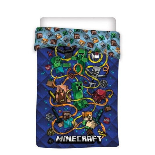 Minecraft Kuscheldecke Steppdecke 140x200 cm Decke aus 100% Polyester für kleine Gamer