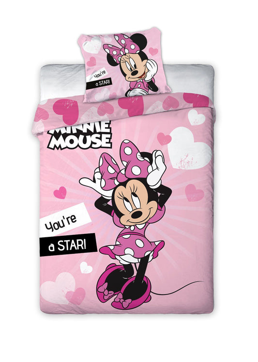 Disney Minnie Mouse Bettwäsche Set – 140x200 cm Bettbezug & 63x63 cm Kissenbezug für Kinderzimmer