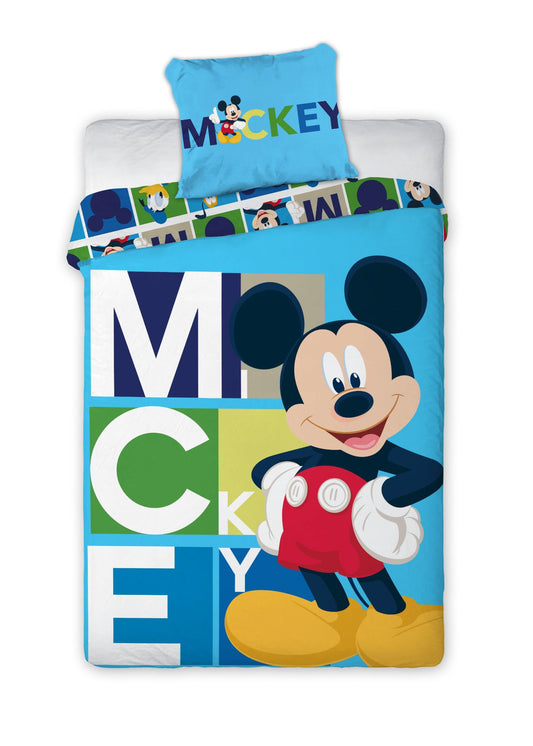 Disney Mickey Maus Bettwäsche-Set Bettbezug 140x200 cm & Kissenbezug 63x63 cm, 100% Mikrofaser
