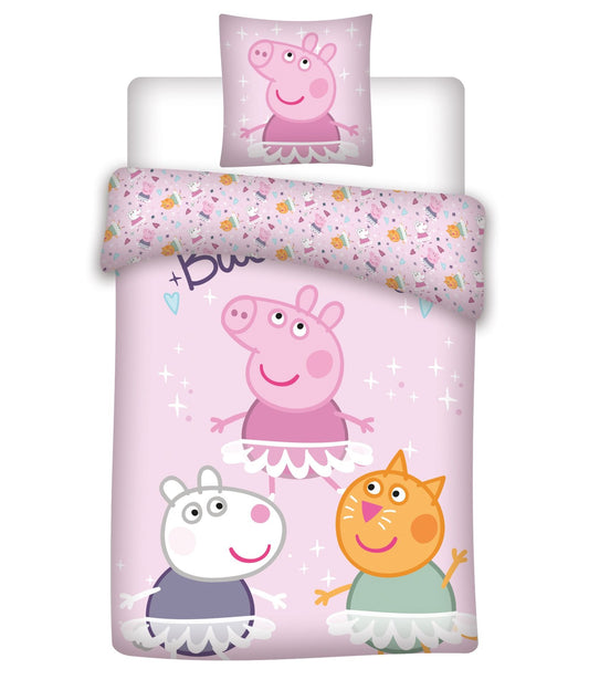 Peppa Pig Bettwäsche Set Bettbezug 140x200cm und Kissenbezug 65x65cm für Kinderzimmer