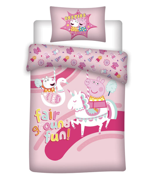 Peppa Pig Kinderbettwäsche – Bettbezug140x200 cm & Kissenbezug 65x65 cm für Kinderzimmer