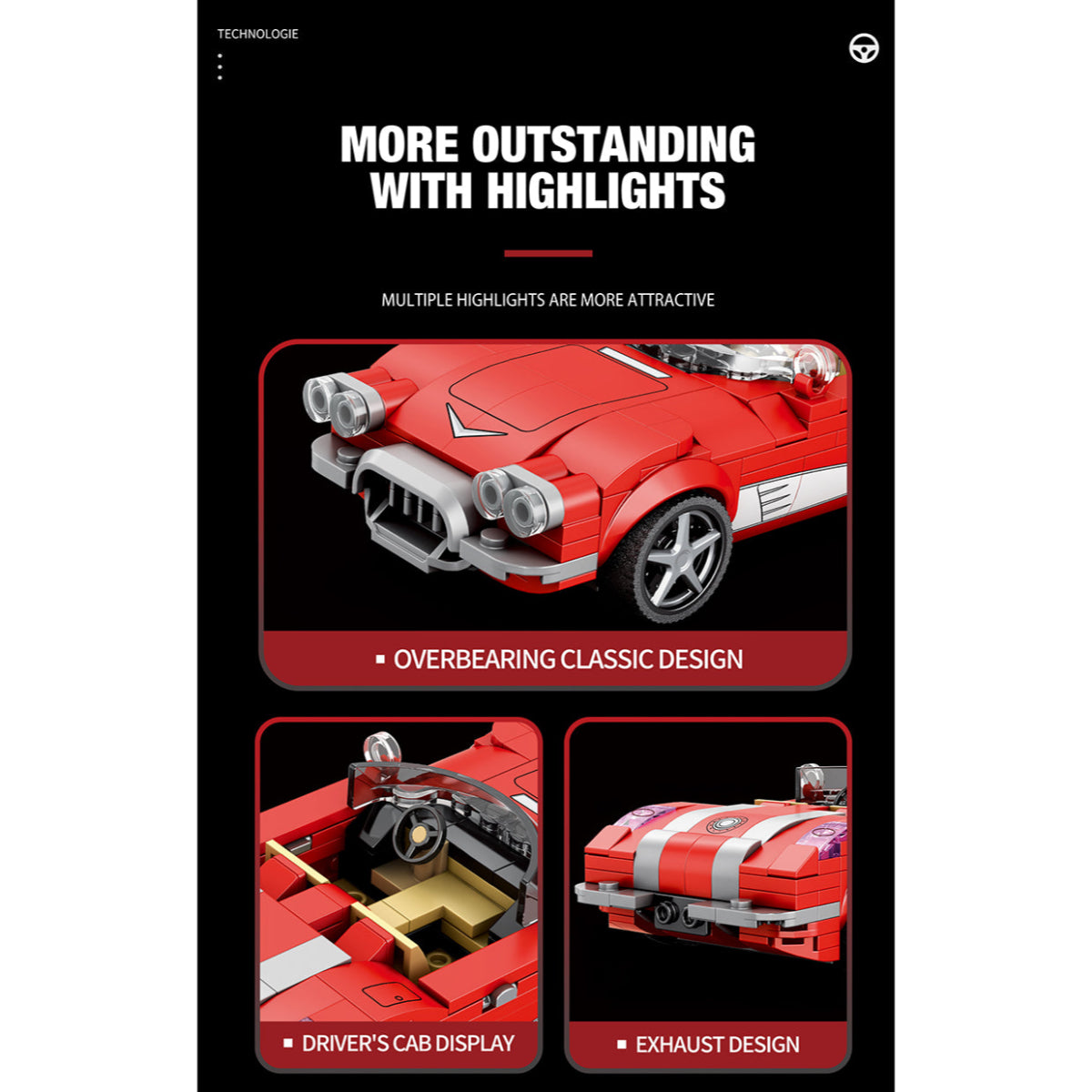 Reobrix 808 Sportwagen C1 1:24 Klemmbaustein Auto 311 Teile ab 14