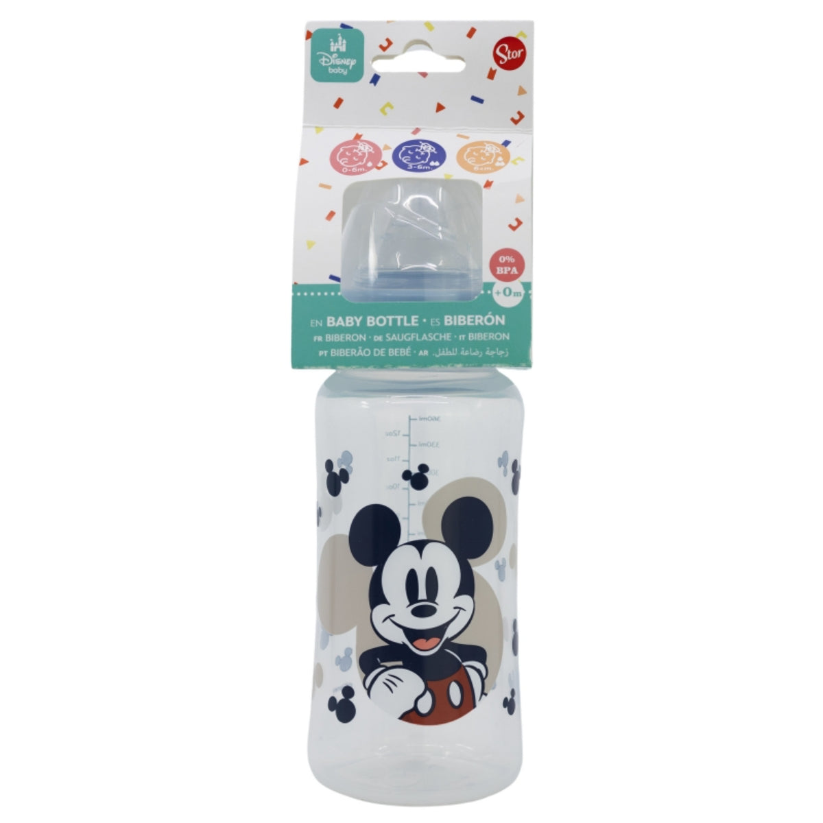 Disney Mickey Mouse Babyflasche 360 ml Silikon-Sauger mit 3 Positionen & Anti-Kolik-System