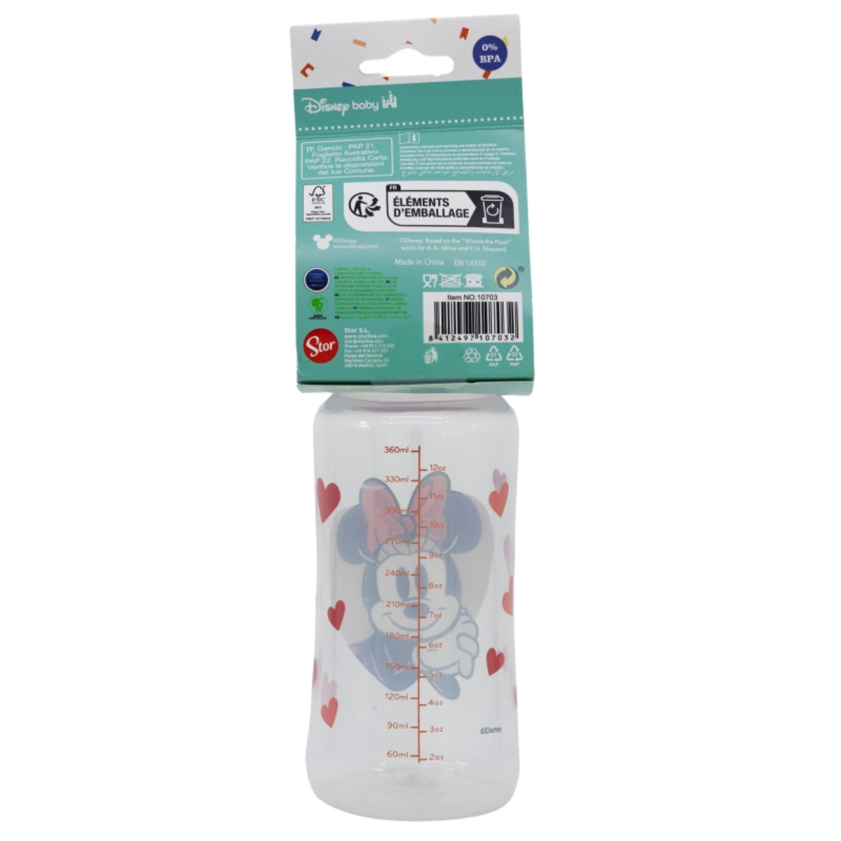Disney Minnie Mouse Weithalsflasche – 12 oz Babyflasche mit 3-Stufen-Sauger
