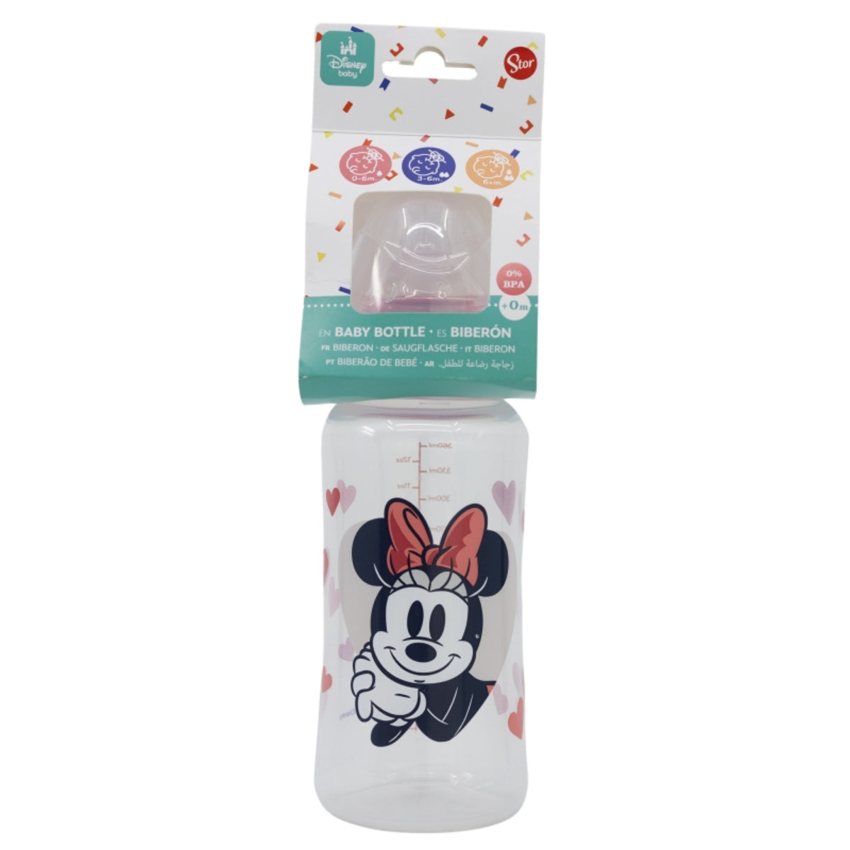 Disney Minnie Mouse Weithalsflasche – 12 oz Babyflasche mit 3-Stufen-Sauger