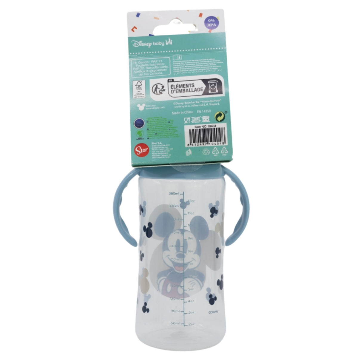 Disney Mickey Mouse Babyflasche 360 ml Silikon-Sauger mit 3 Positionen & Anti-Kolik-System