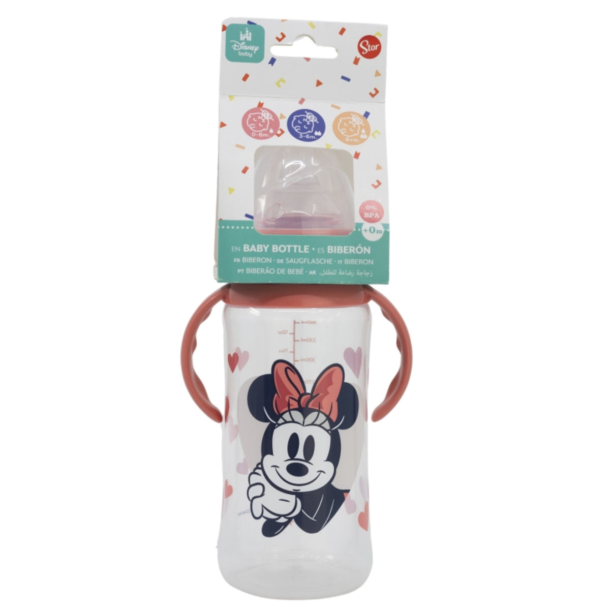 Disney Minnie Mouse Babyflasche 360 ml Silikon-Sauger mit 3 Positionen & Anti-Kolik-System