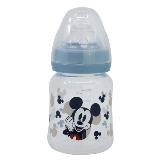 Disney Mickey Mouse Babyflasche 150 ml Weithalsflasche mit Silikon-Sauger & 3 Positionen