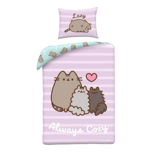 Pusheen Bettwäsche Set aus Mikrofaser Bettdeckenbezug 140 × 200 cm mit 70 × 90 cm Kissenbezug