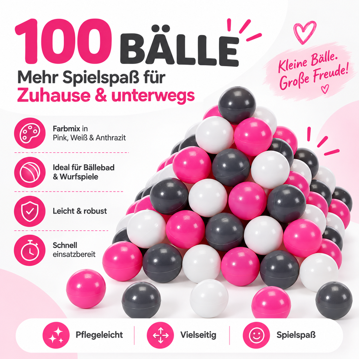 Ballset 100 Stück Kinder Spielbälle Mehrfarbig Ball Spielzeug Indoor Outdoor 6 cm