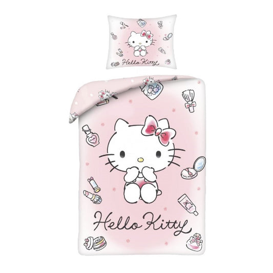 Hello Kitty Bettwäsche Set aus Mikrofaser Bettdeckenbezug 140 × 200 cm mit 70 × 90 cm Kissenbezug