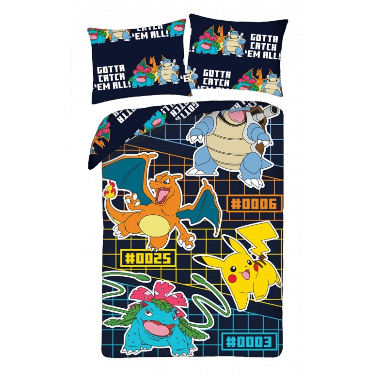 Pokémon Bettwäsche 140 × 200 cm Mikrofaser Bettbezug Kissenbezug 70 × 90 cm mit Reißverschluss