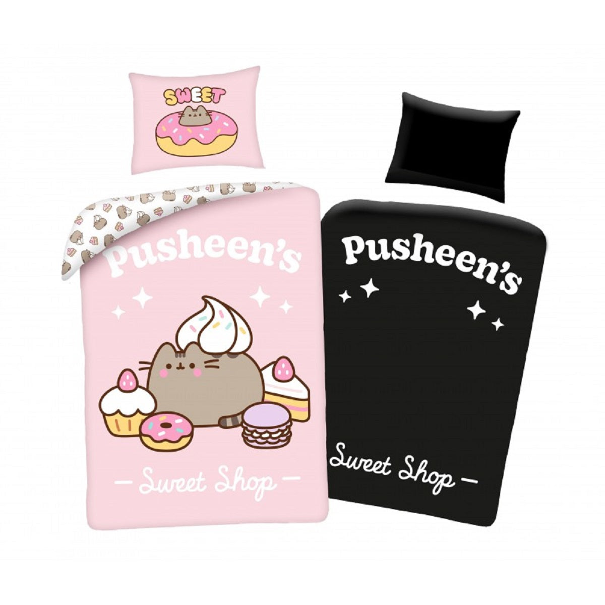 Pusheen Bettwäsche 140 × 200 cm Baumwolle Bettbezug Kissenbezug 70 × 90 cm mit Reißverschluss