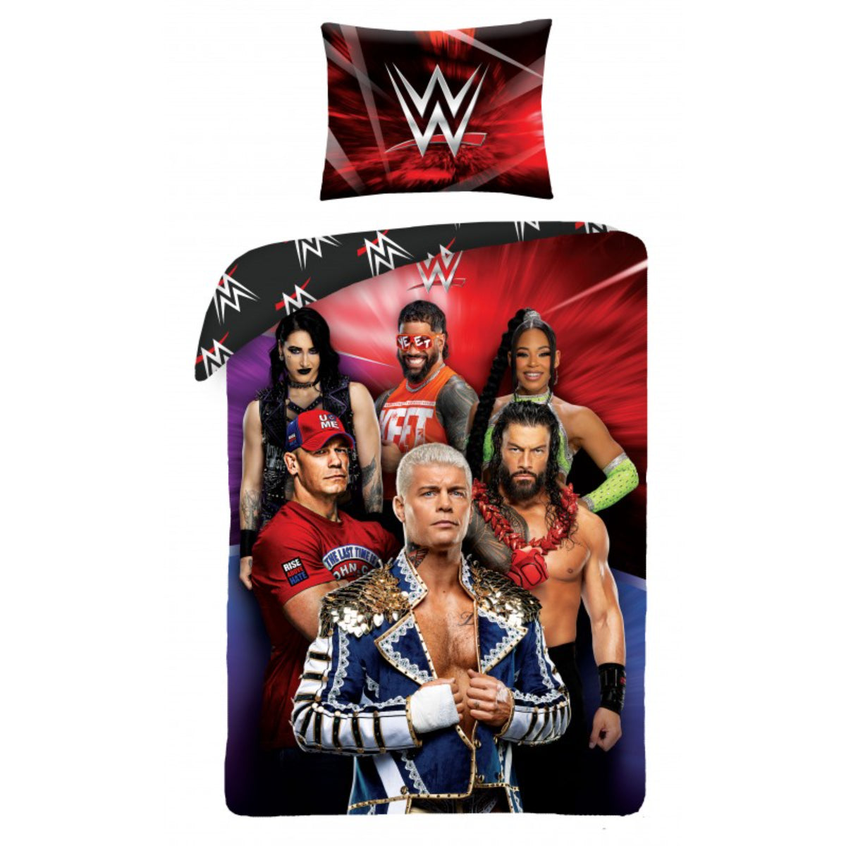 WWE Bettbezug 2 teilig 140 × 200 cm mit Kissenbezug 70 × 90 cm und Reißverschluss