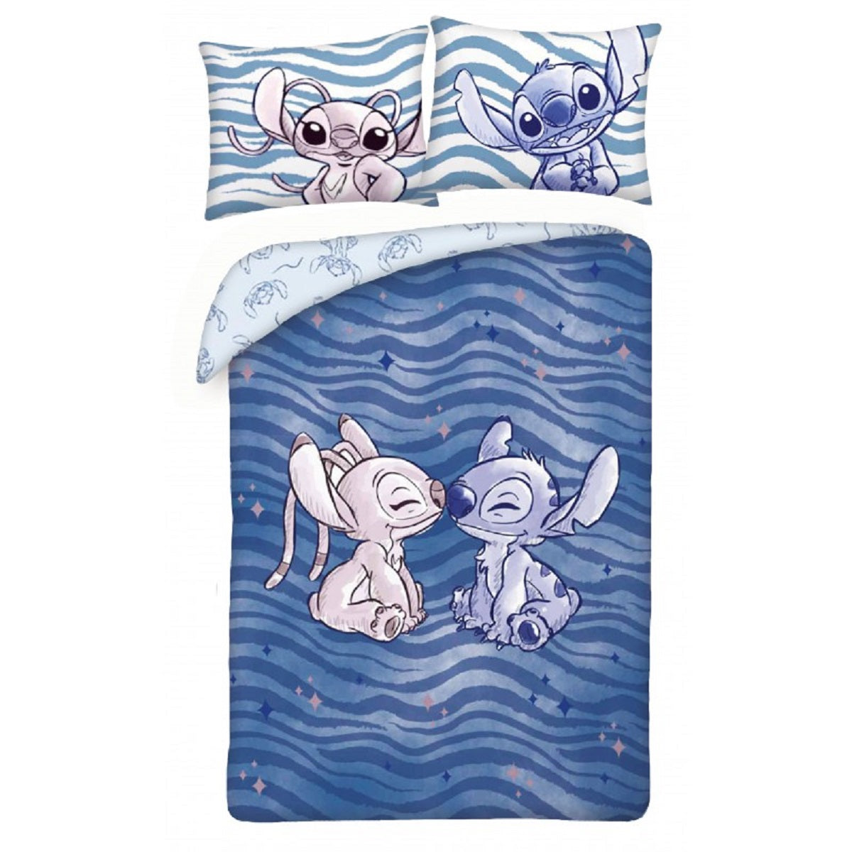 Lilo & Stitch Bettwäsche Set aus Baumwolle Bettdeckenbezug 140 × 200 cm mit 70 × 90 cm Kissenbezug