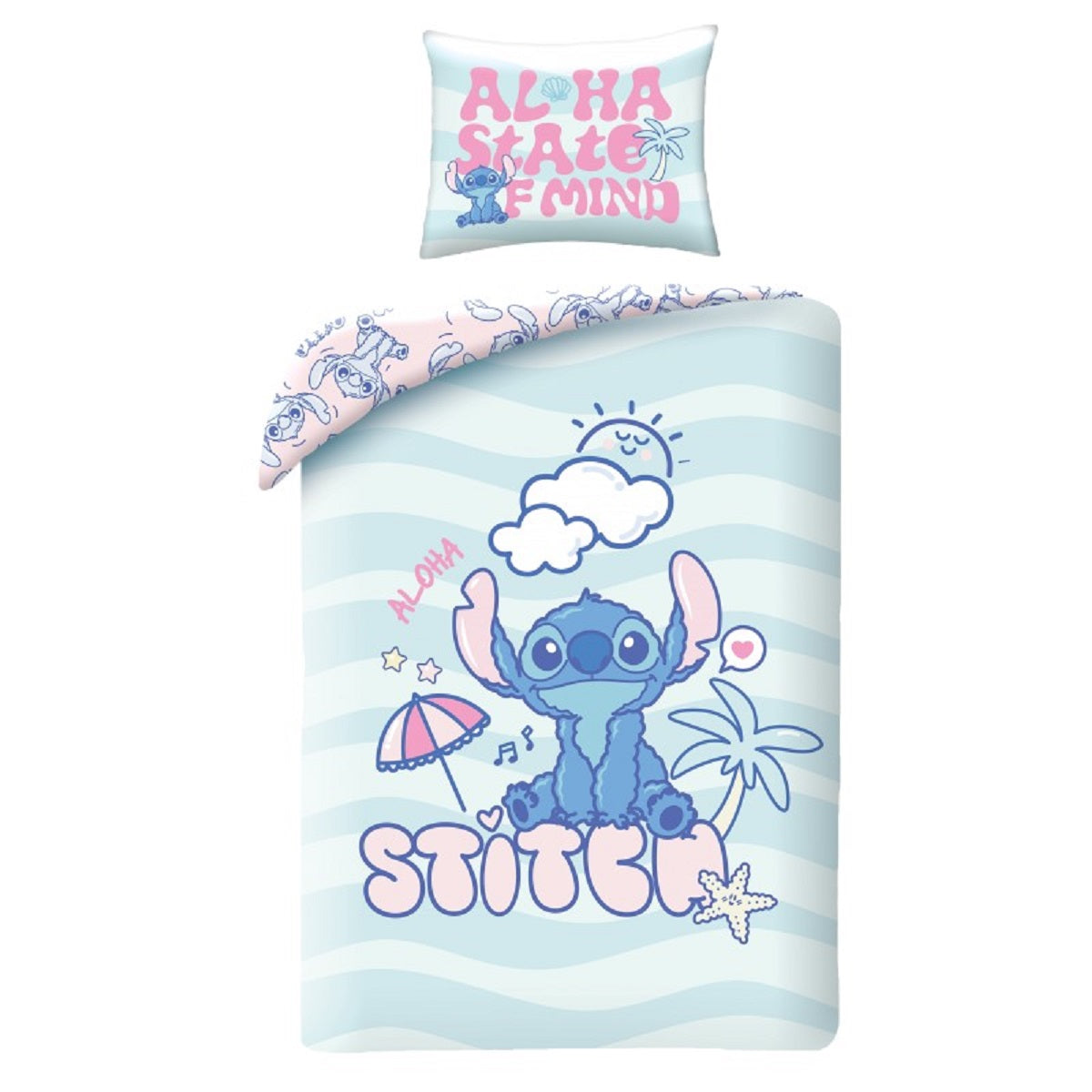 Lilo & Stitch Bettwäsche Set aus Baumwolle Bettdeckenbezug 140 × 200 cm mit 70 × 90 cm Kissenbezug