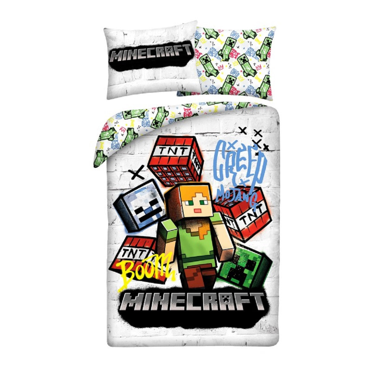 Minecraft Bettwäsche Set aus Mikrofaser Bettdeckenbezug 140 × 200 cm mit 70 × 90 cm Kissenbezug