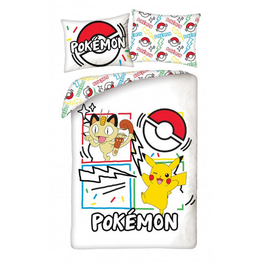 Pokémon Bettwäsche Set aus Mikrofaser Bettdeckenbezug 140 × 200 cm mit 70 × 90 cm Kissenbezug