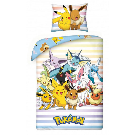 Pokémon Bettwäsche Set aus Mikrofaser Bettdeckenbezug 140 × 200 cm mit 70 × 90 cm Kissenbezug