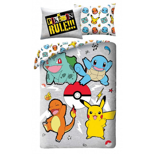 Pokémon Bettwäsche Set aus Mikrofaser Bettdeckenbezug 140 × 200 cm mit 70 × 90 cm Kissenbezug