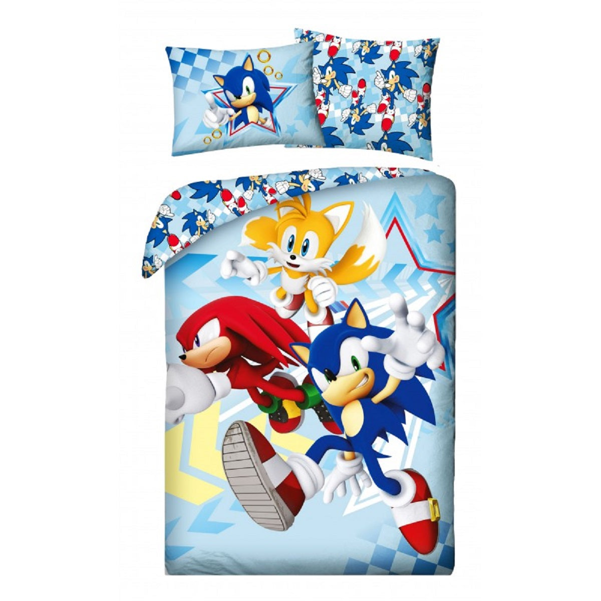 Sonic the Hedgehog Bettwäsche Set aus Baumwolle Bettdeckenbezug 140 × 200 cm mit 70 × 90 cm Kissenbezug
