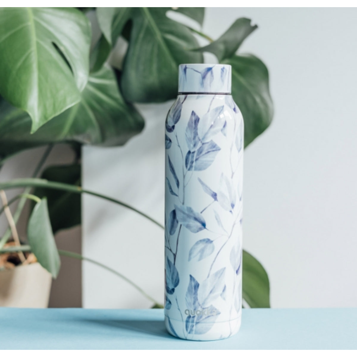 Quokka Solid Trinkflasche 630 ml GRAY BOUQUET Edelstahl Doppelwandig Heiß Kalt isoliert