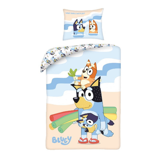 Bluey Bettwäsche Set aus Baumwolle Bettdeckenbezug 140 × 200 cm mit 70 × 90 cm Kissenbezug