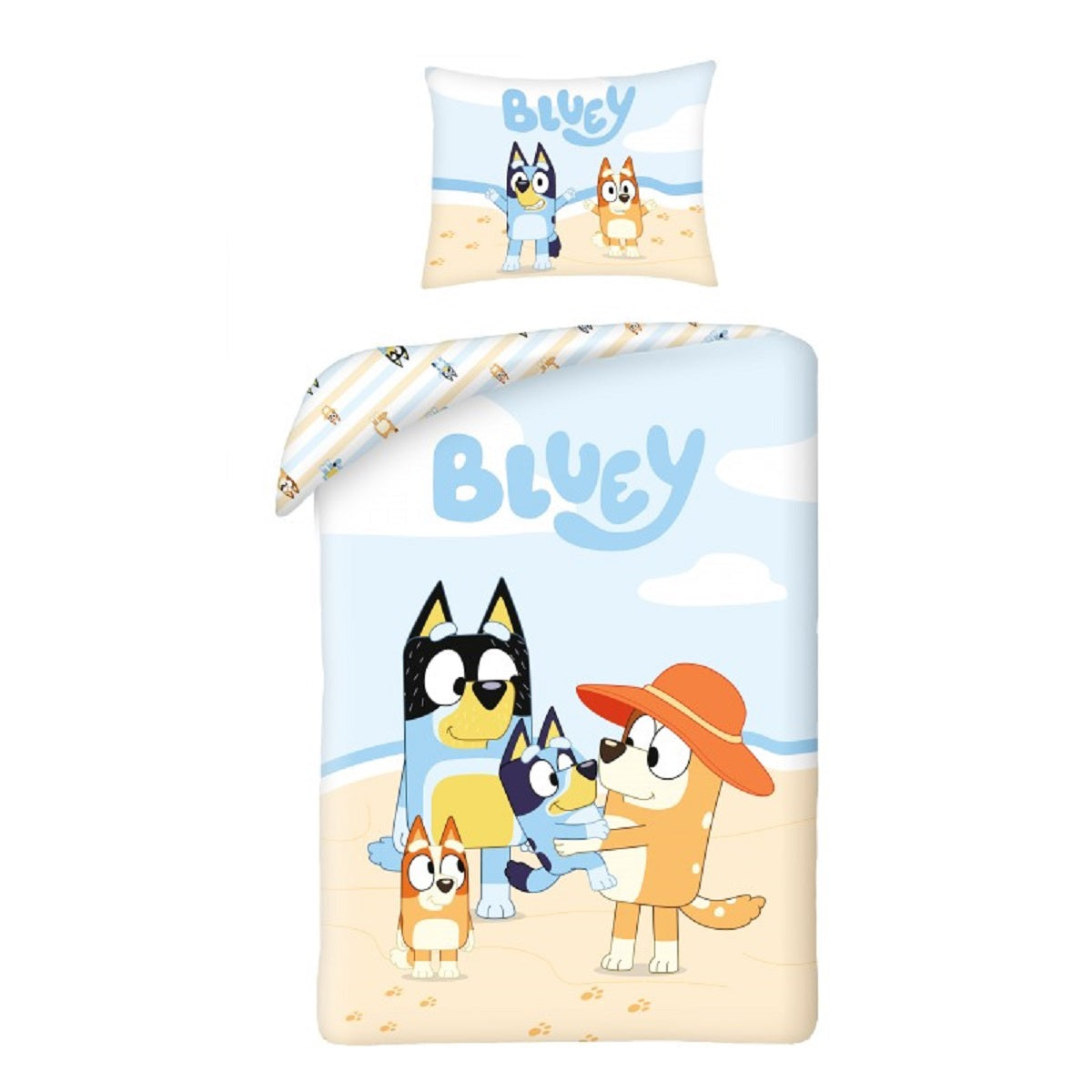 Bluey Bettwäsche Set aus Baumwolle Bettdeckenbezug 140 × 200 cm mit 70 × 90 cm Kissenbezug