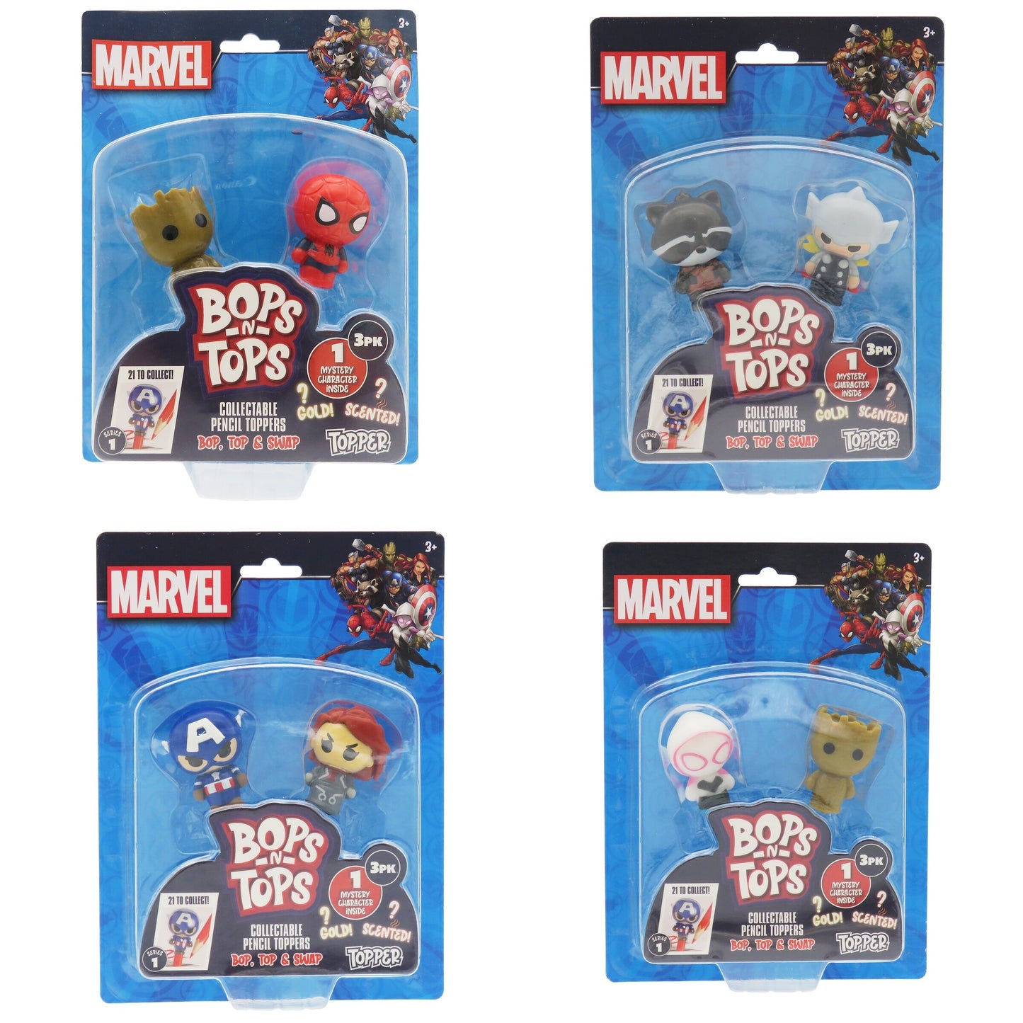 Marvel Stiftaufsatz Überraschungsset 3 Figuren Sammelfiguren