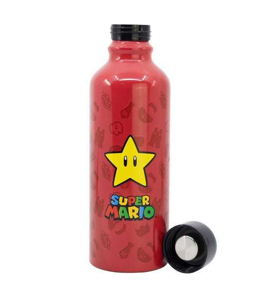 Super Mario Trinkflasche 740 ml aus Aluminium mit Trinköffnung für Alltag und Reisen