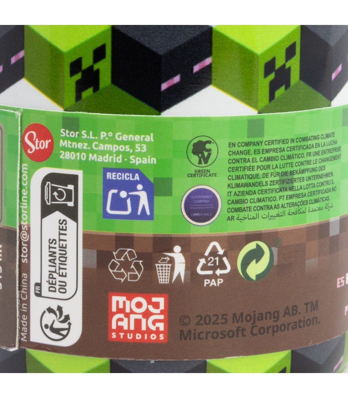 Minecraft Thermoflasche 515 ml aus Edelstahl doppelwandig für warme und kalte Getränke